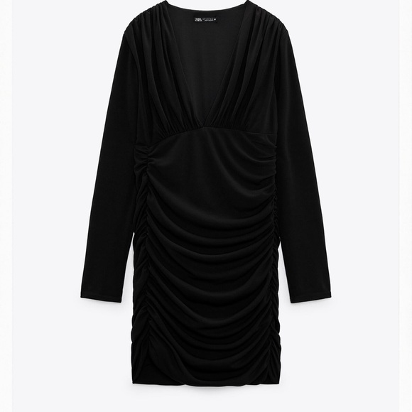 Zara Black Draped Dress XS - Picture 4 of 6
